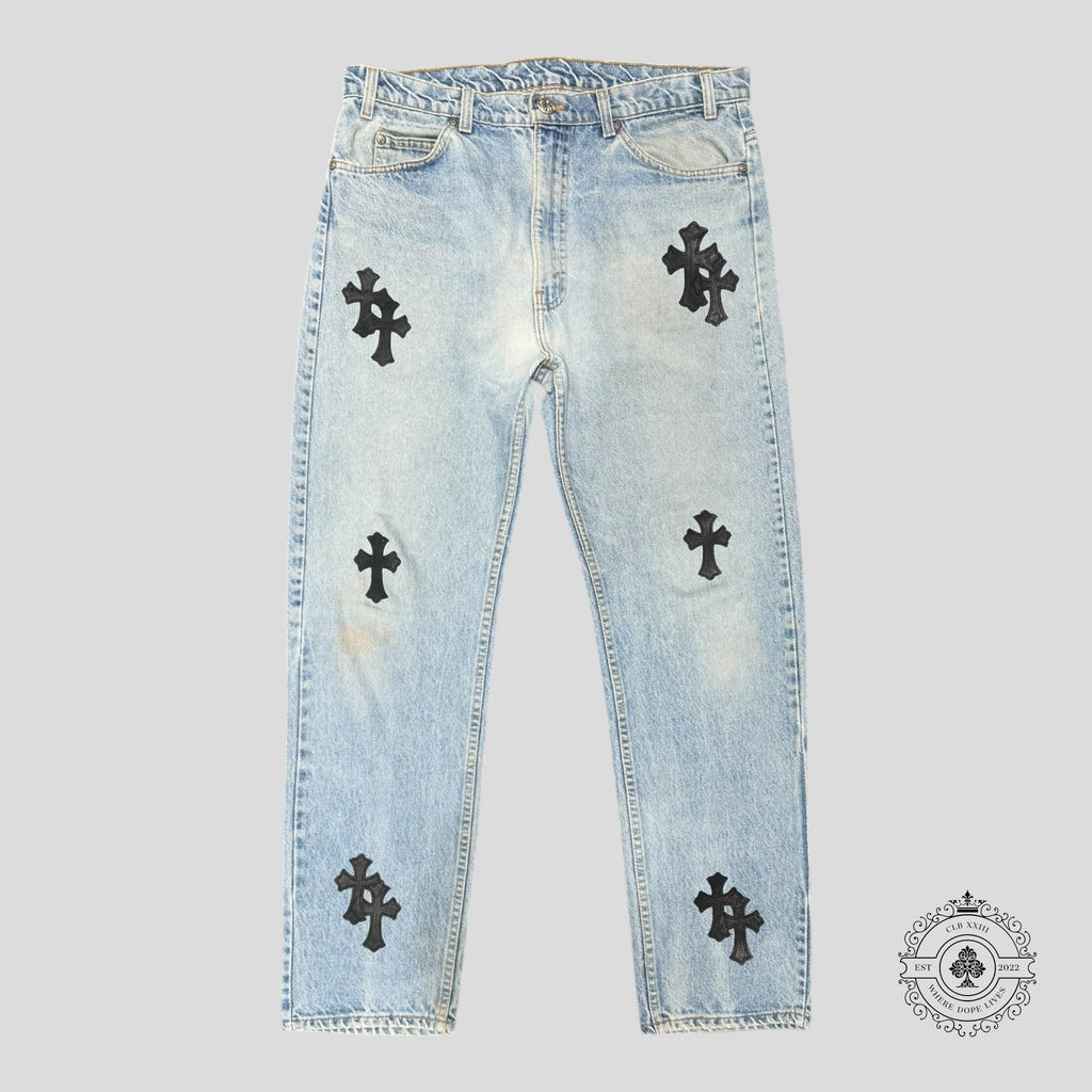 Jean Levis Chrome Hearts à patchs croix