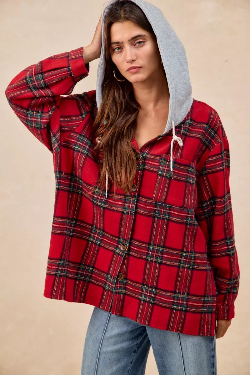 Veste à capuche à carreaux BiBi