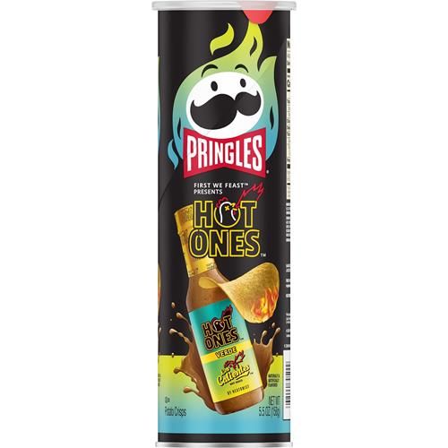 Pringles Hot Ones Los Calientes Chips de pommes de terre croustillantes, Verde, Snacks épicés, Inspiré de la sauce piquante, Boîte de 156g (1 boîte) ?