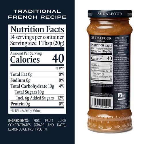 Confiture de figues St. Dalfour Fig Royale - 284g - 100% issue de fruits, sans ingrédients artificiels, sans OGM, sans sucres de canne, entièrement naturelle, fabriquée en France