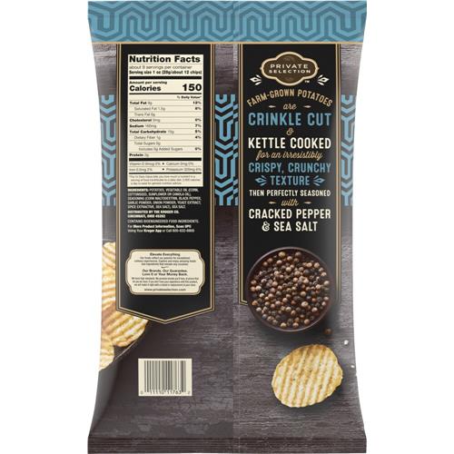 Croustilles cuites à la marmite à coupe ondulée sel de mer et poivre Sélection privée 8,5 oz