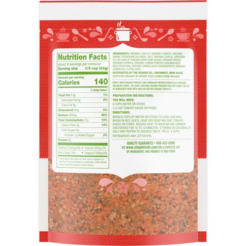 Mélange pour soupe aux lentilles corail bio Simple Truth 342 g