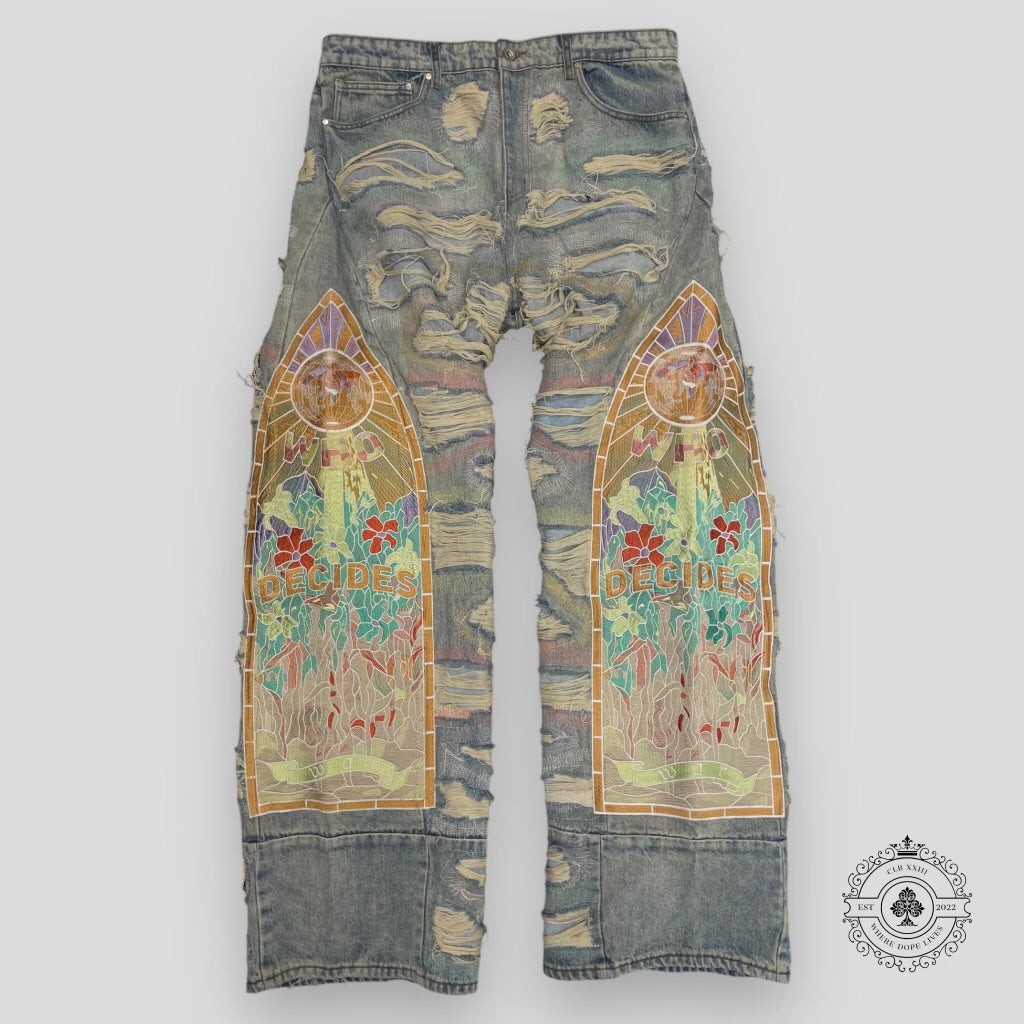 Who Decides War broderie latérale multicolore denim