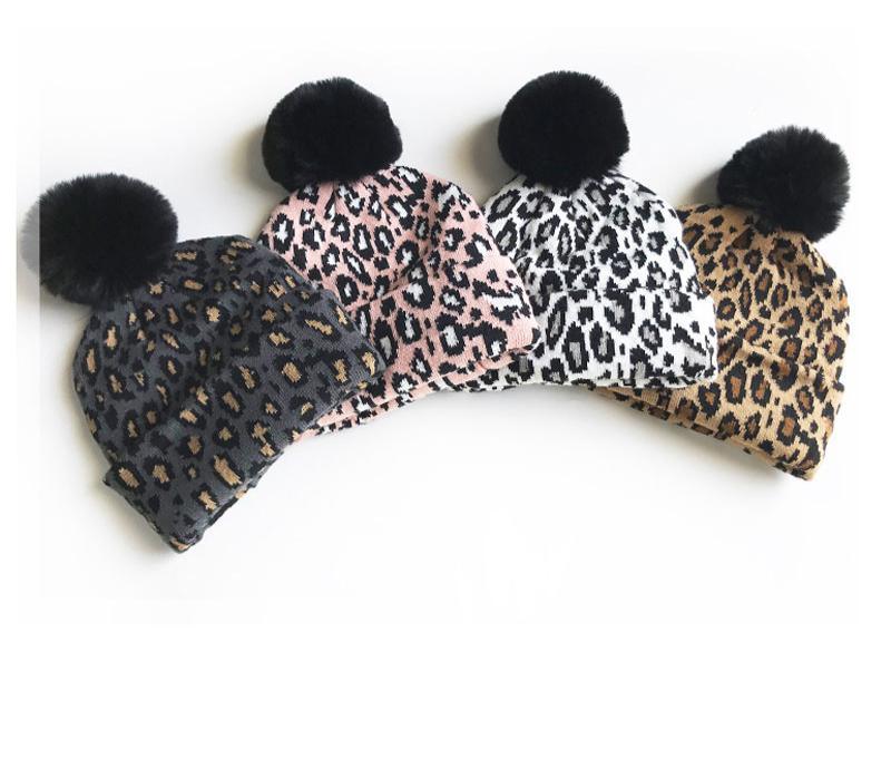 Tenues assorties mère-enfant imprimé léopard Bonnets enfants léopard Chapeaux mère-enfant Hiver Casquettes enfants pour Mère & Fille au Design Léopard Élégant