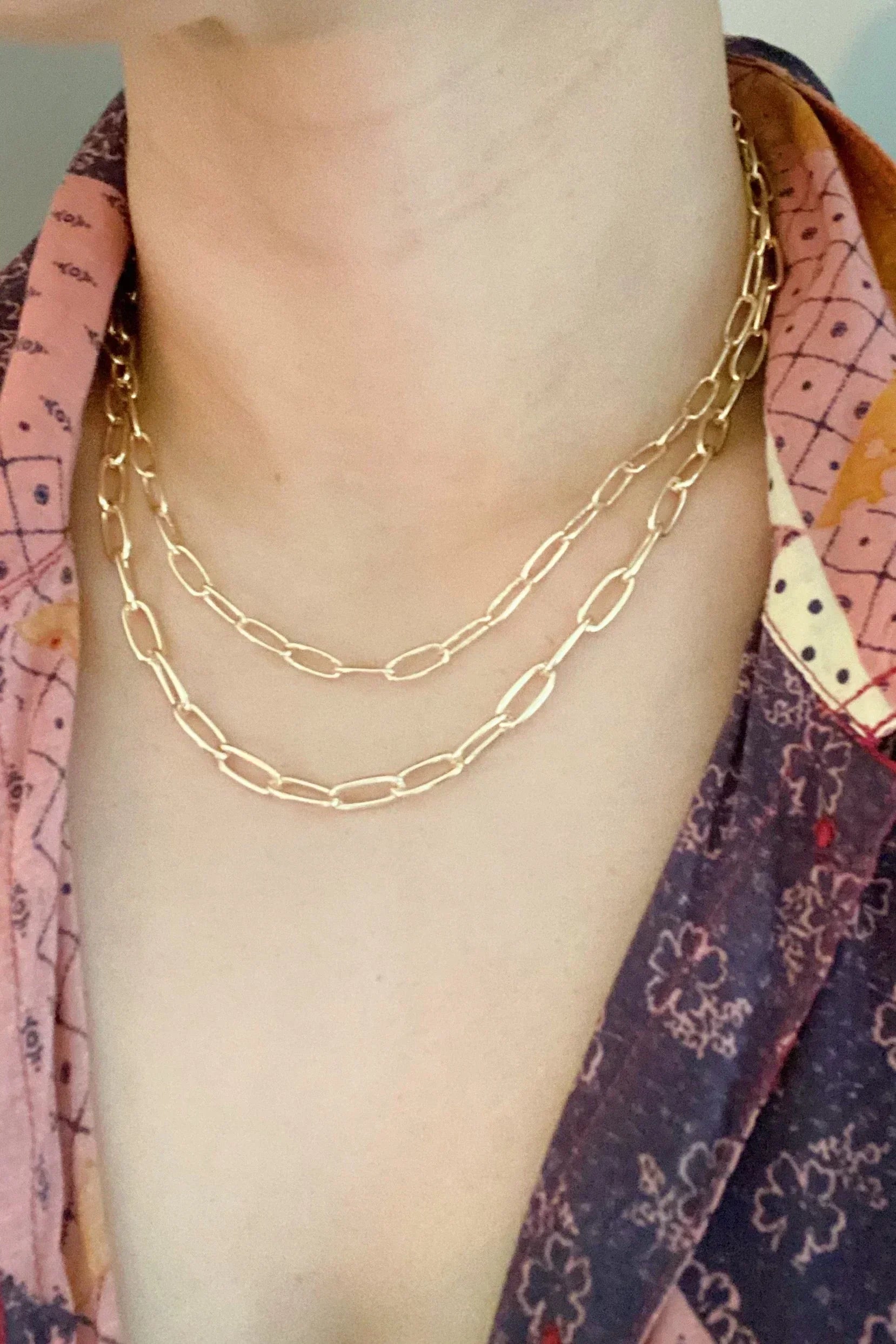 Collier à double chaîne en maille gourmette