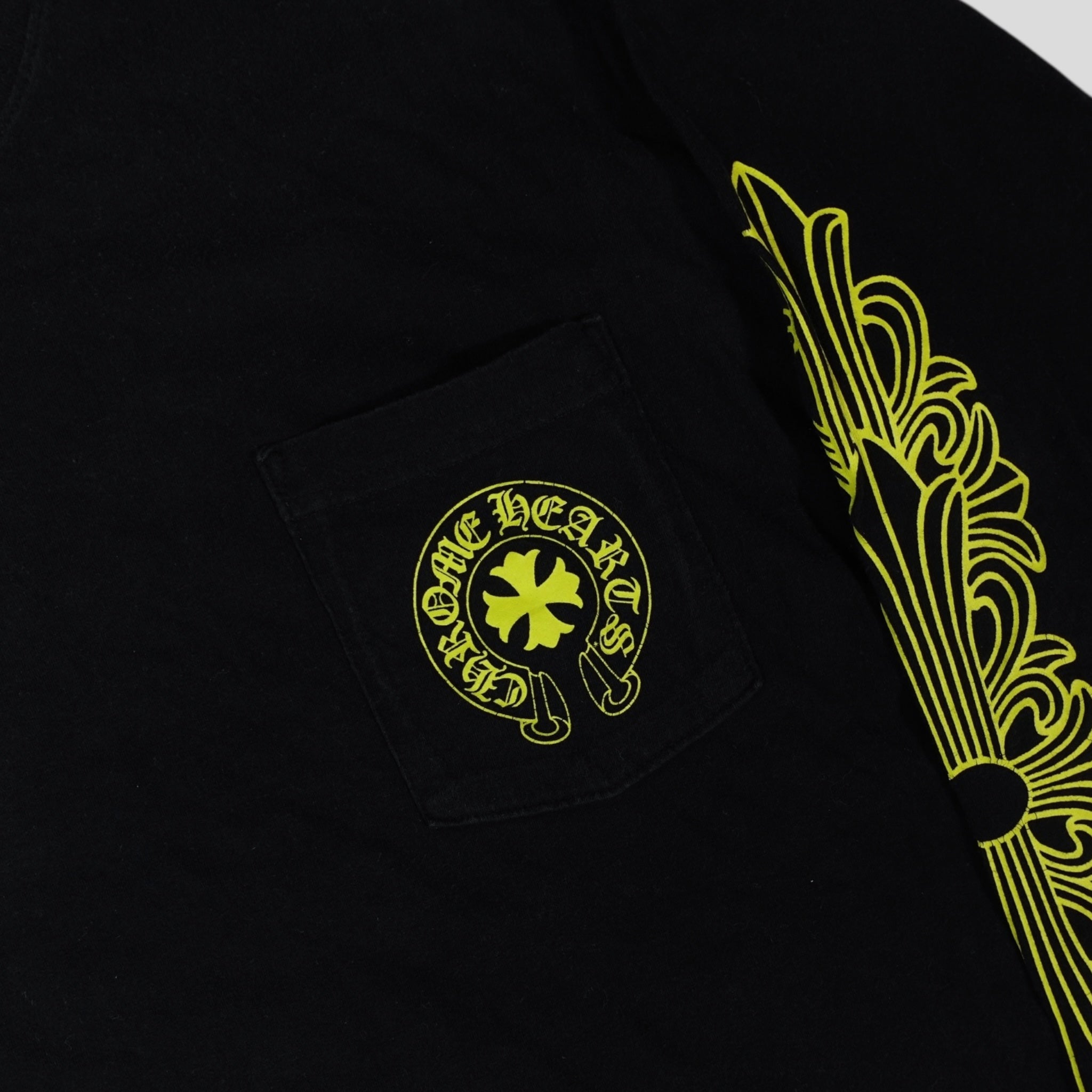 T-shirt manches longues Chrome Hearts Eyechart noir/vert néon