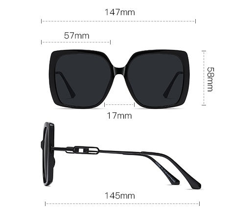 Lunettes de soleil polarisées à grande monture métallique – Lunettes de conduite surdimensionnées