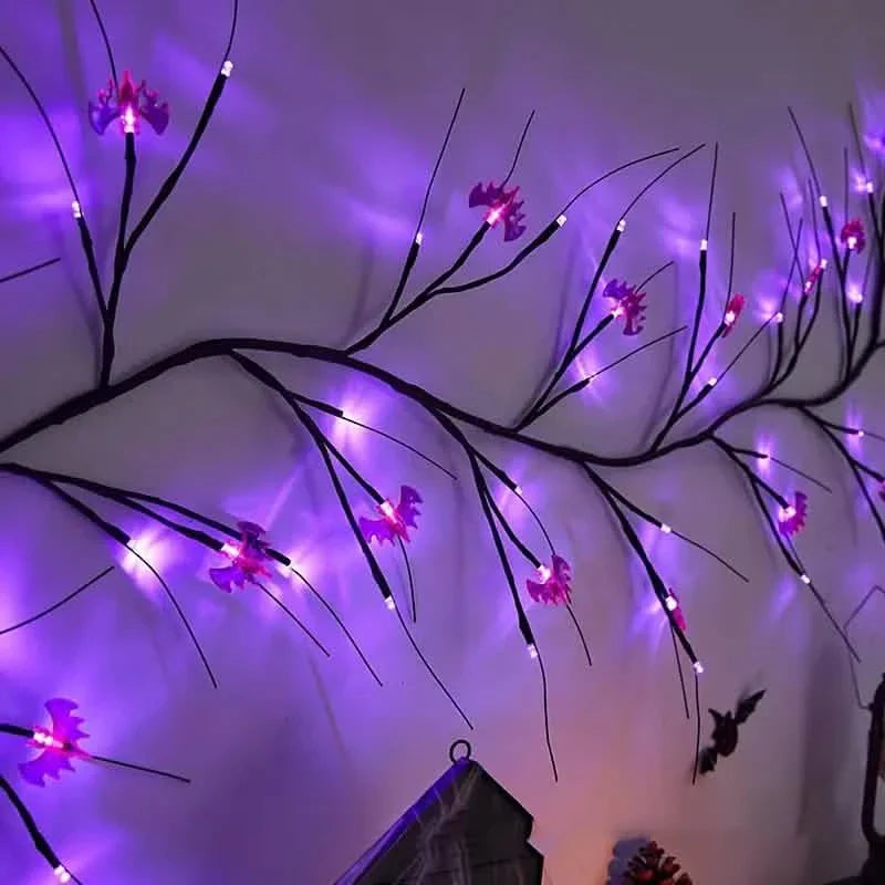 Guirlande lumineuse LED 54 chauves-souris pour Halloween, guirlande lumineuse décorative murale d'intérieur