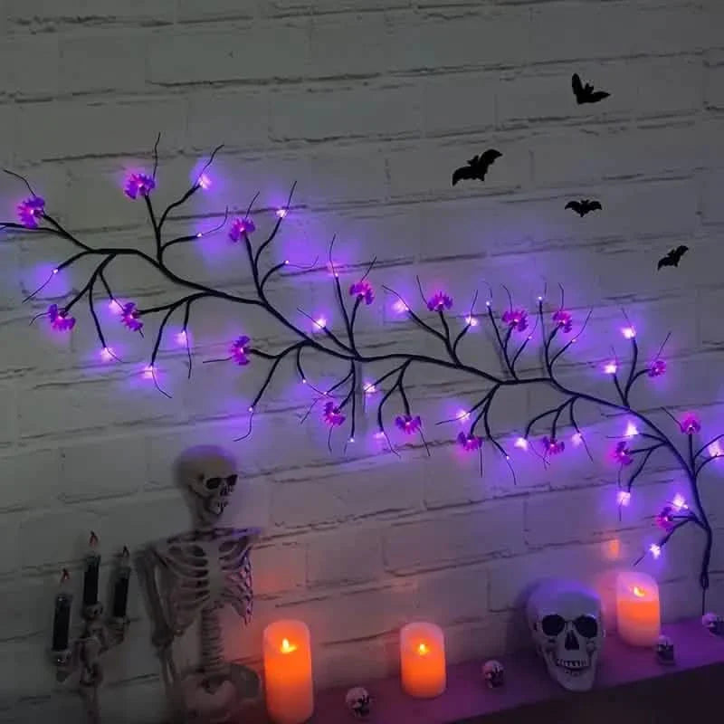 Guirlande lumineuse LED 54 chauves-souris pour Halloween, guirlande lumineuse décorative murale d'intérieur