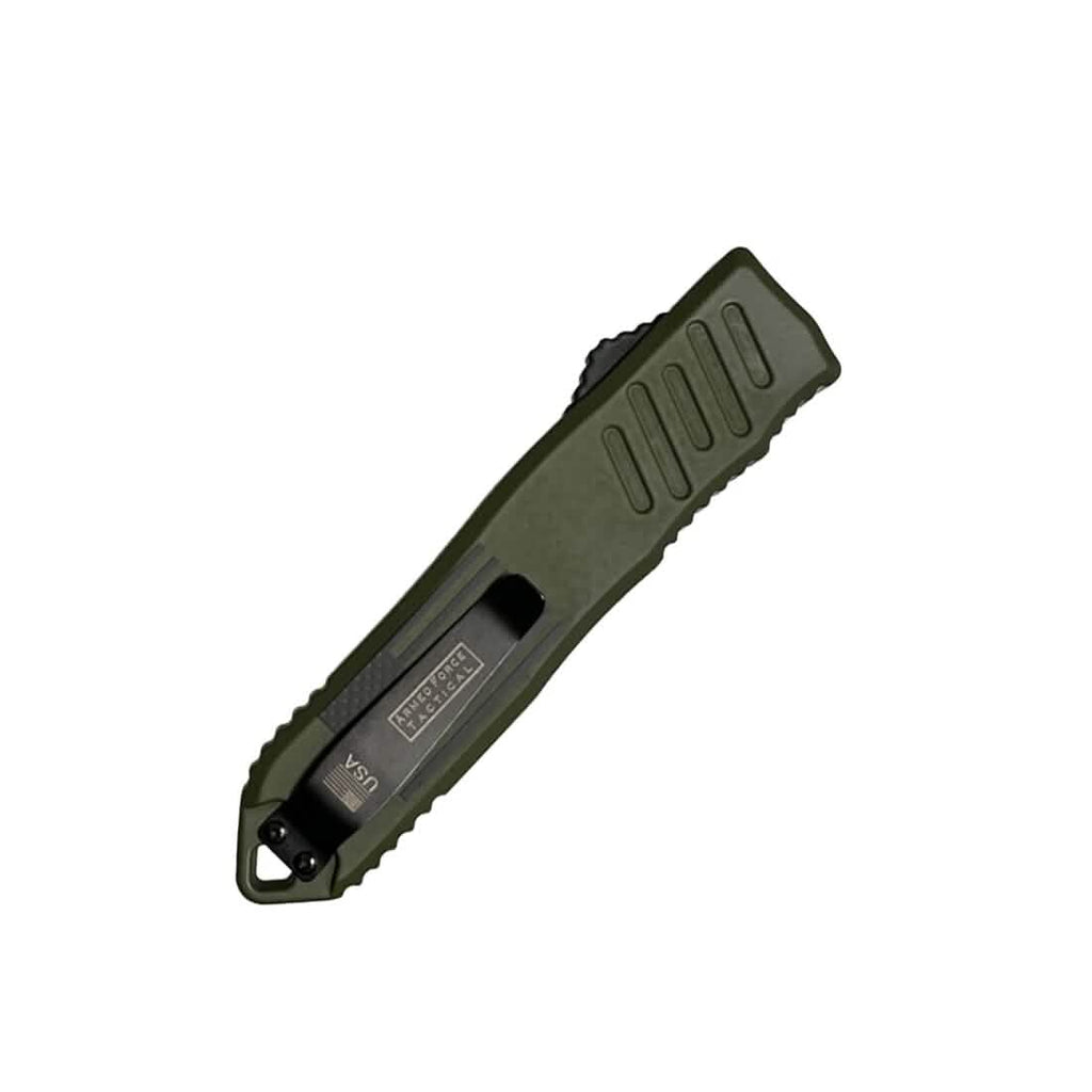 Lot de 2 : Couteau automatique OTF de 14 cm avec lame poignard semi-dentelée