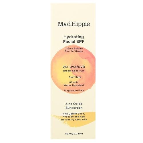 Mad Hippie Hydratant Visage Spf 25+, Crème Solaire Oxyde de Zinc, Crème Visage Sûre pour les Récifs, Sans Parfum, 59 ml
