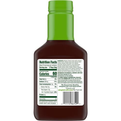 Sauce BBQ Originale Biologique Simple Truth 19 oz