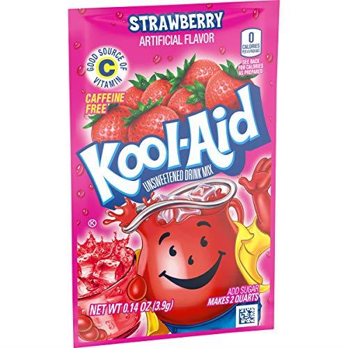 Kool-Aid Préparation pour boisson en poudre sans sucre, sans caféine, saveur fraise, zéro calorie, 1 sachet pour pichet