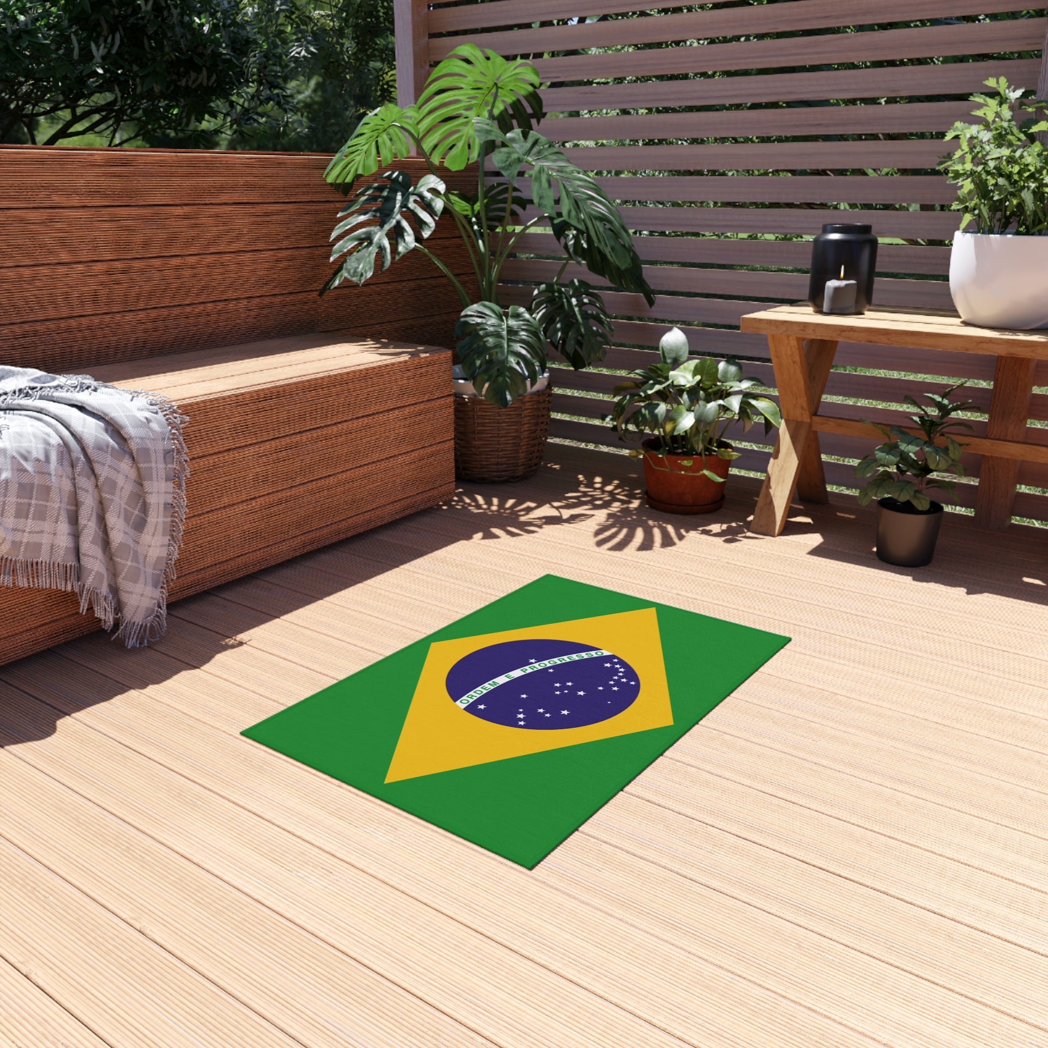 Paillasson extérieur antidérapant drapeau du Brésil | São Paulo | Rio de Janeiro | Brasília | Cadeau pour les Brésiliens | 61x91 cm