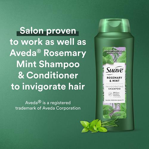 Shampooing Invigorant Professionnel Suave Pour Cheveux Secs Et Abîmés Romarin Et Menthe Sans Parabène Ni Colorant Cheveux 828 ml