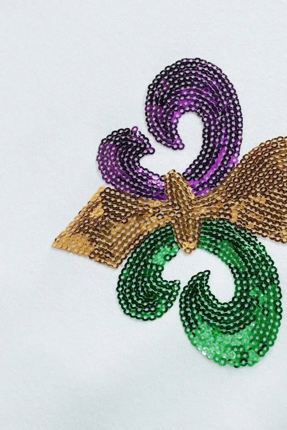Sweat-shirt ras du cou de Mardi Gras à sequins blancs