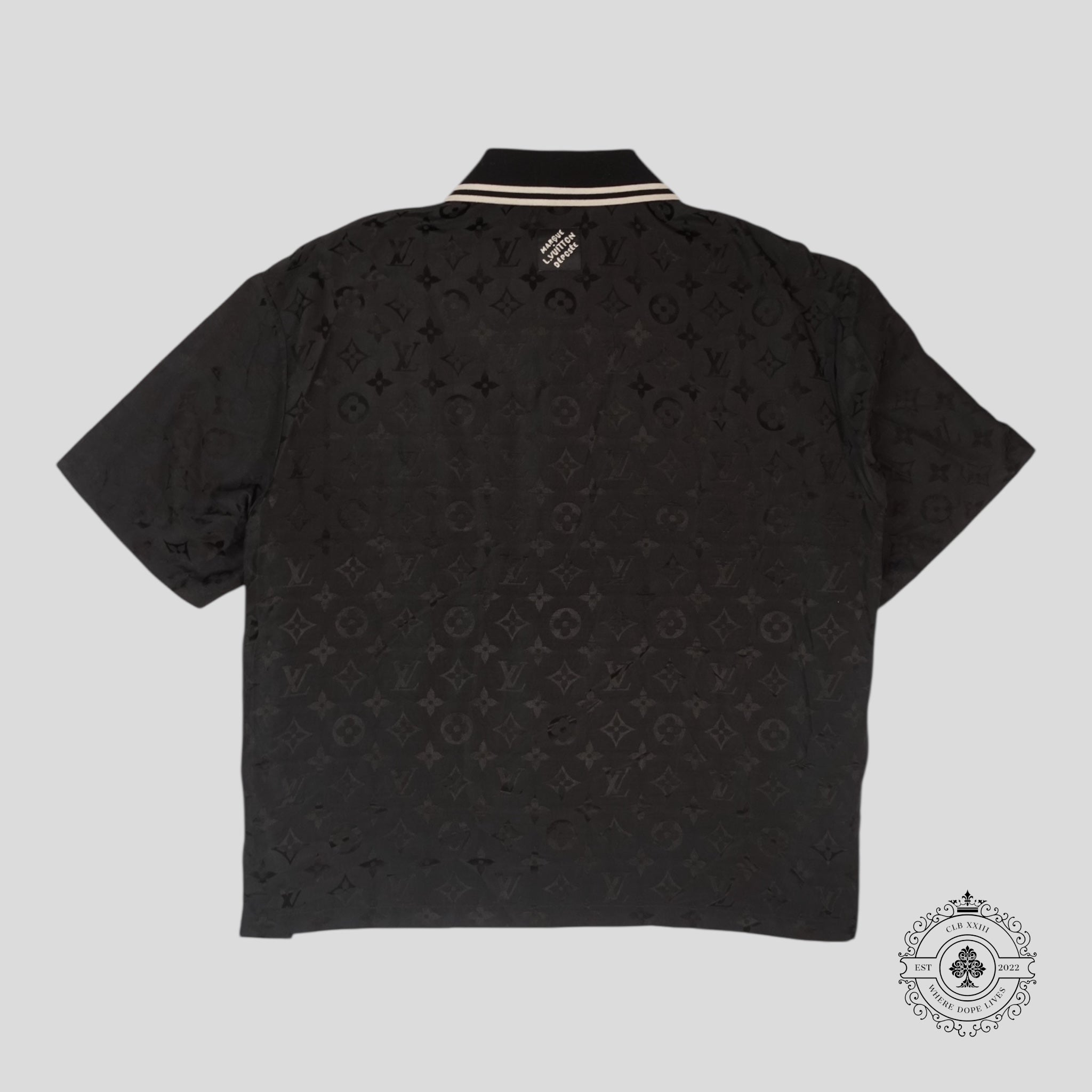 Chemise en soie jacquard Monogram Moiré noire Louis Vuitton