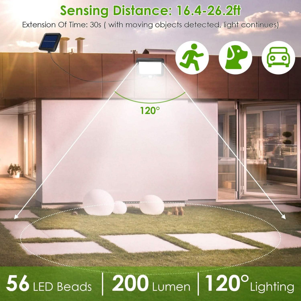 Projecteur de sécurité solaire extérieur 56 LED