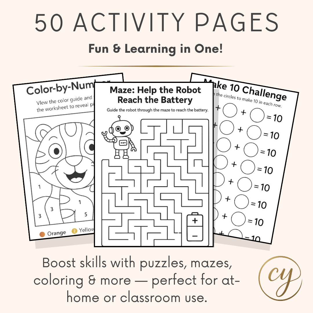 50 fiches d'exercices imprimables pour enfants – maths, puzzles, labyrinthes et bien plus