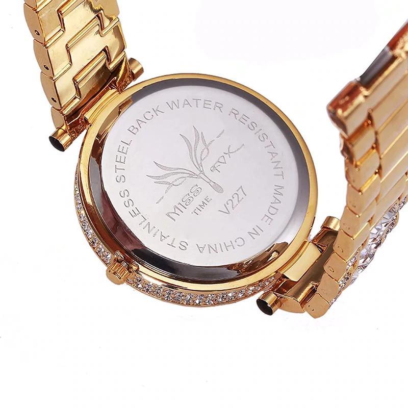 Montre à quartz pour femmes, tendance, bling, décontractée, pour dames, en or, avec cristaux, diamant et léopard, pour femmes et jeunes filles