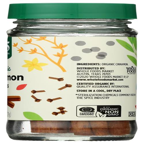 Bâtons de cannelle bio Whole Foods Market, 28,9 grammes