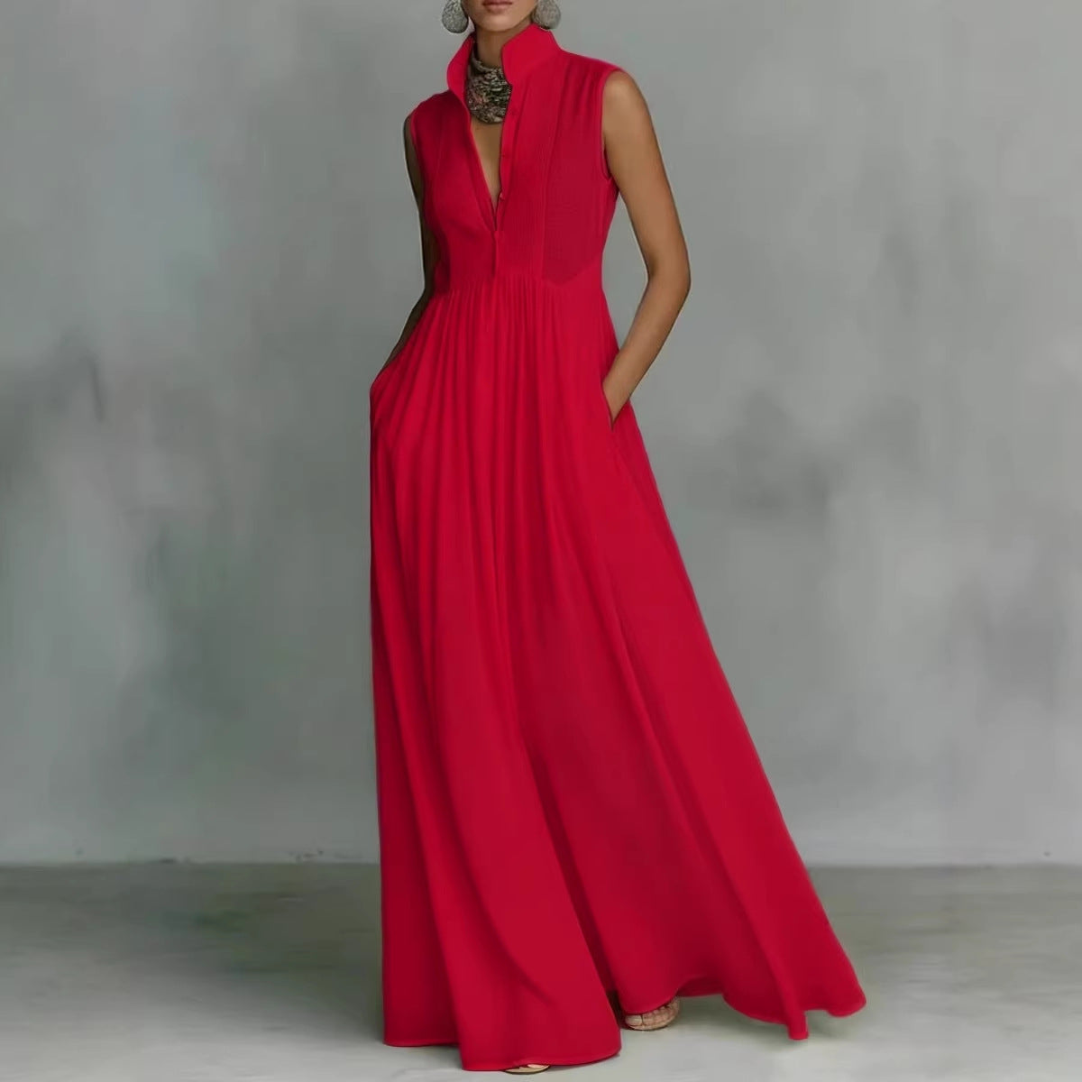 Robe midi pour femme de style français à taille haute avec nœud en ruban