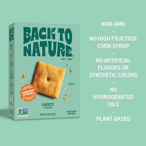 Biscuits salés Back To Nature saveur fromage - Sans OGM, à base de farine de blé, végétaliens, délicieuses collations, Cheezy Square, 140g