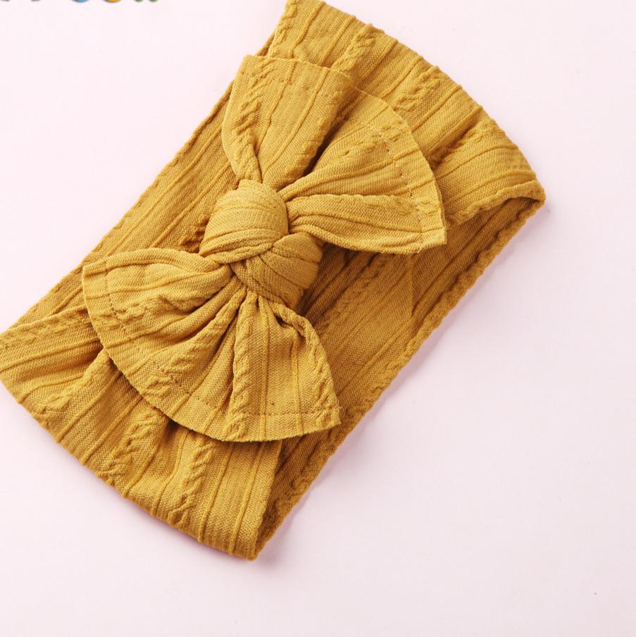 Serre-têtes en nylon tressé moderne avec nœud, unis, larges, en nylon, turban, bandeaux pour bébés filles