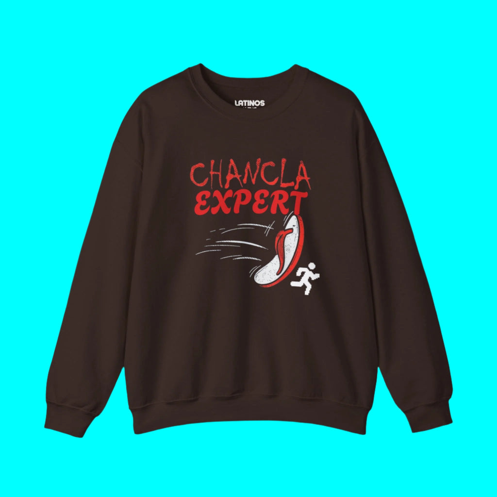 Chancla Expert Fleece-Lined Crewneck Sweater | Mother's Day Joke Design Latino Pride Funny Viral Pullover