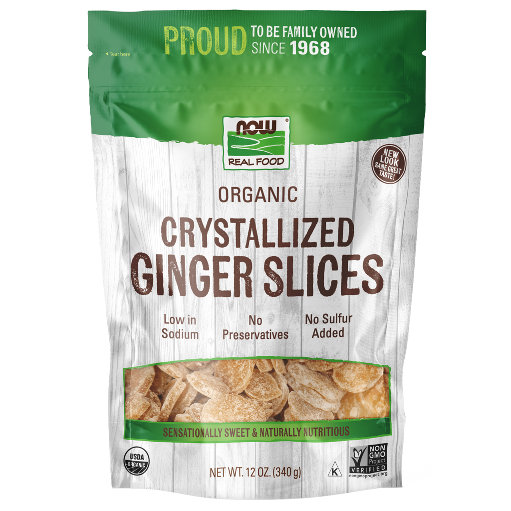 Now Real Food Tranches de gingembre cristallisées et biologiques 340 g - 5695
