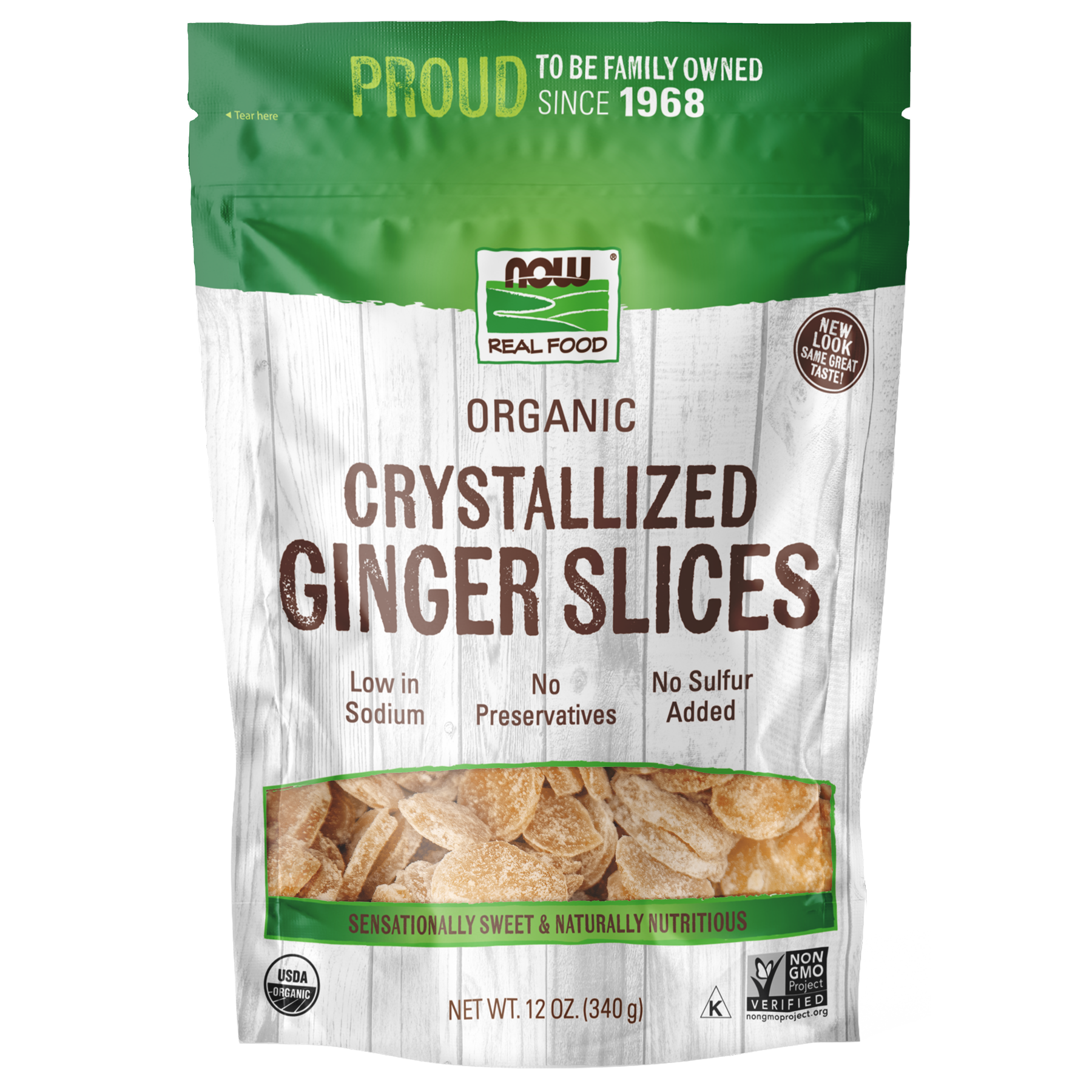 Now Real Food Tranches de gingembre cristallisées et biologiques 340 g - 5695