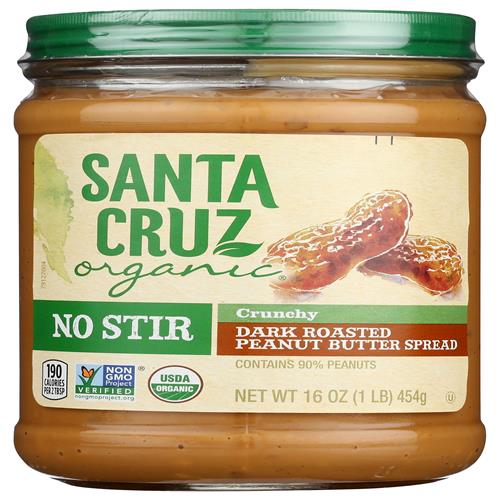 Pâte à tartiner au beurre de cacahuète croquant Santa Cruz Organic No Stir Dark Roast, 453 g