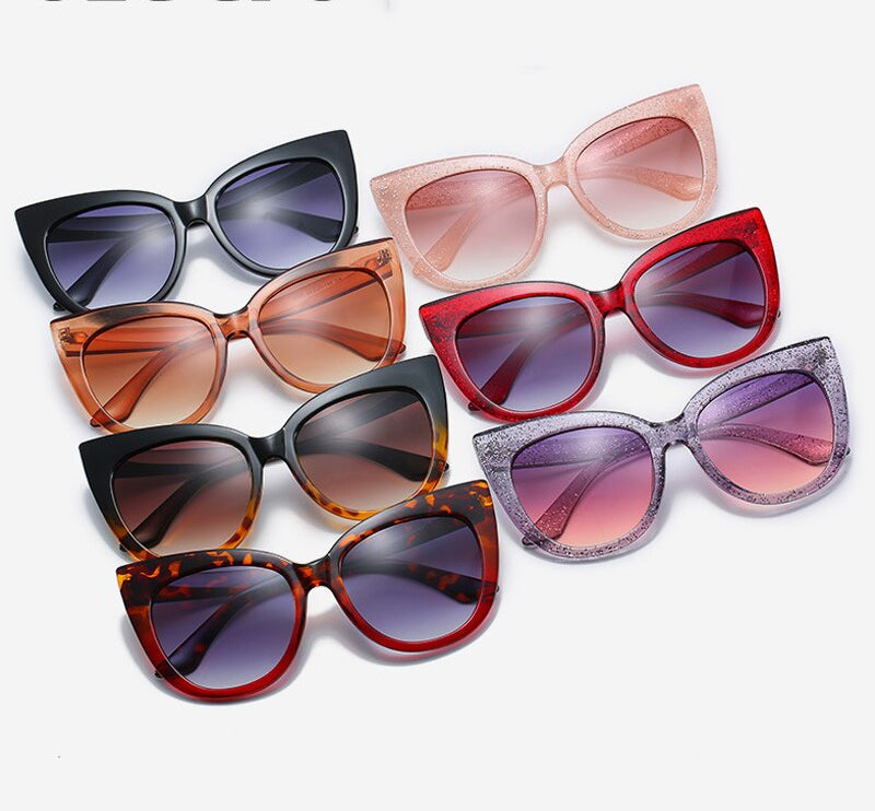 Lunettes de soleil oversize œil de chat pour femme UV400