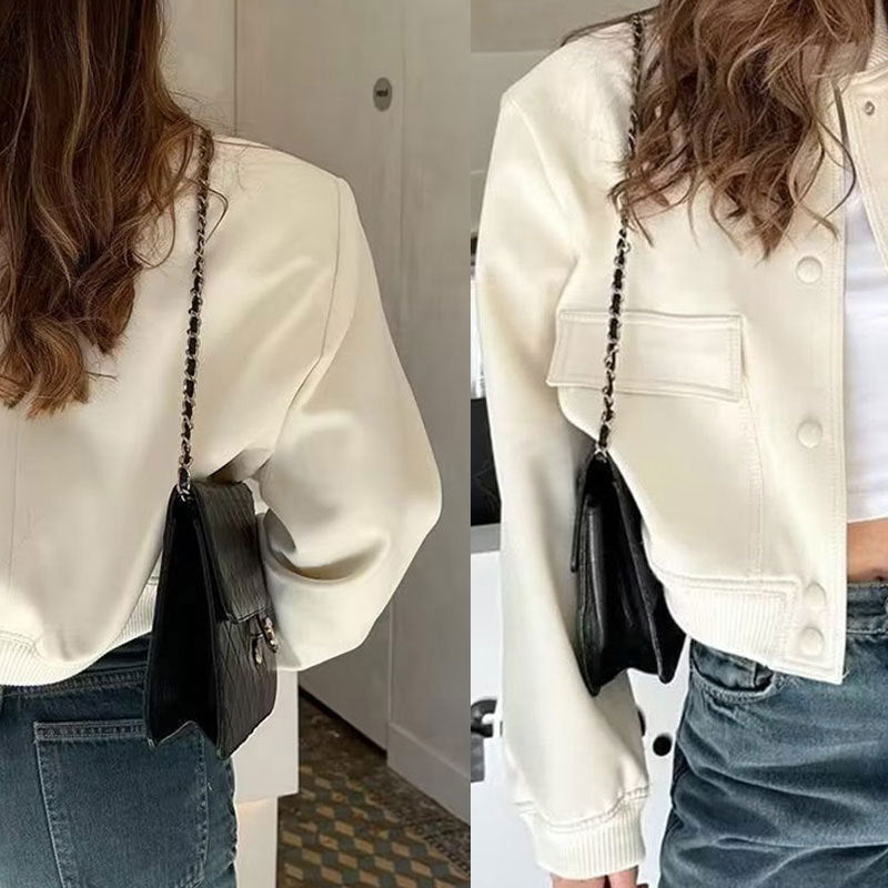 Veste de baseball unie à manches longues pour femme