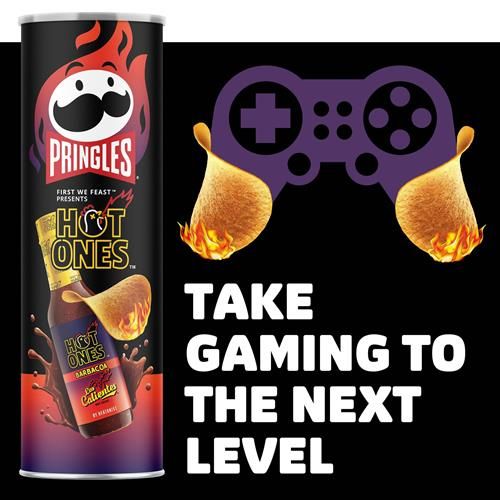 Pringles Hot Ones Los Calientes Chips de Pommes de Terre Croustillantes, Barbacoa, Snacks Épicés, Inspirés de la Sauce Piquante, Boîte de 155g (1 Boîte) ?