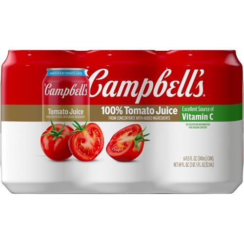 Jus de tomate Campbells 100%, canette de 340 ml (paquet de 6)