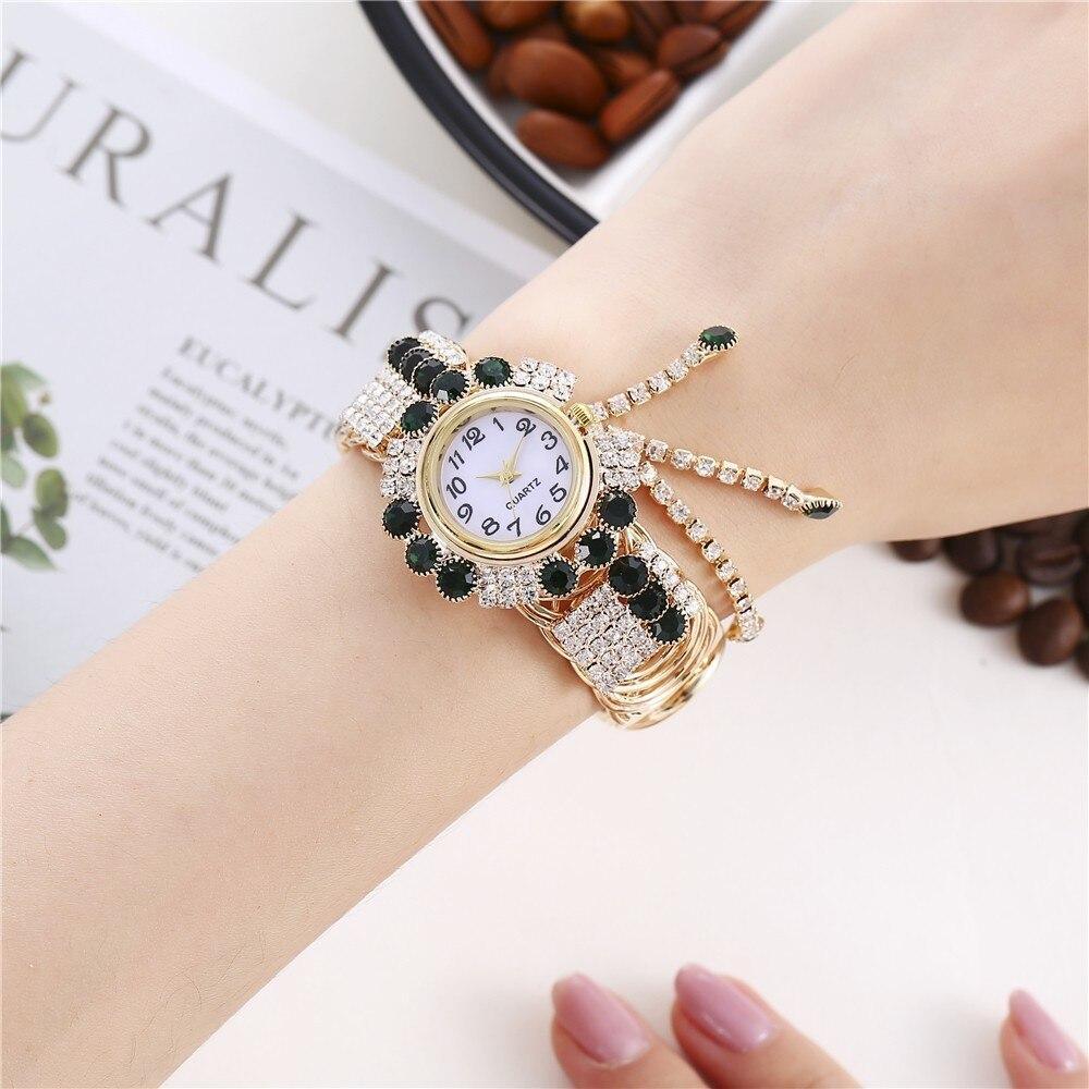 Nouvelle montre bracelet de luxe avec strass pour femmes et jeunes filles