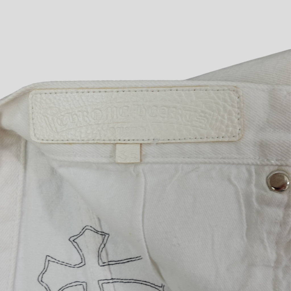Jean Chrome Hearts Levis Cross Patch Blanc / Léopard