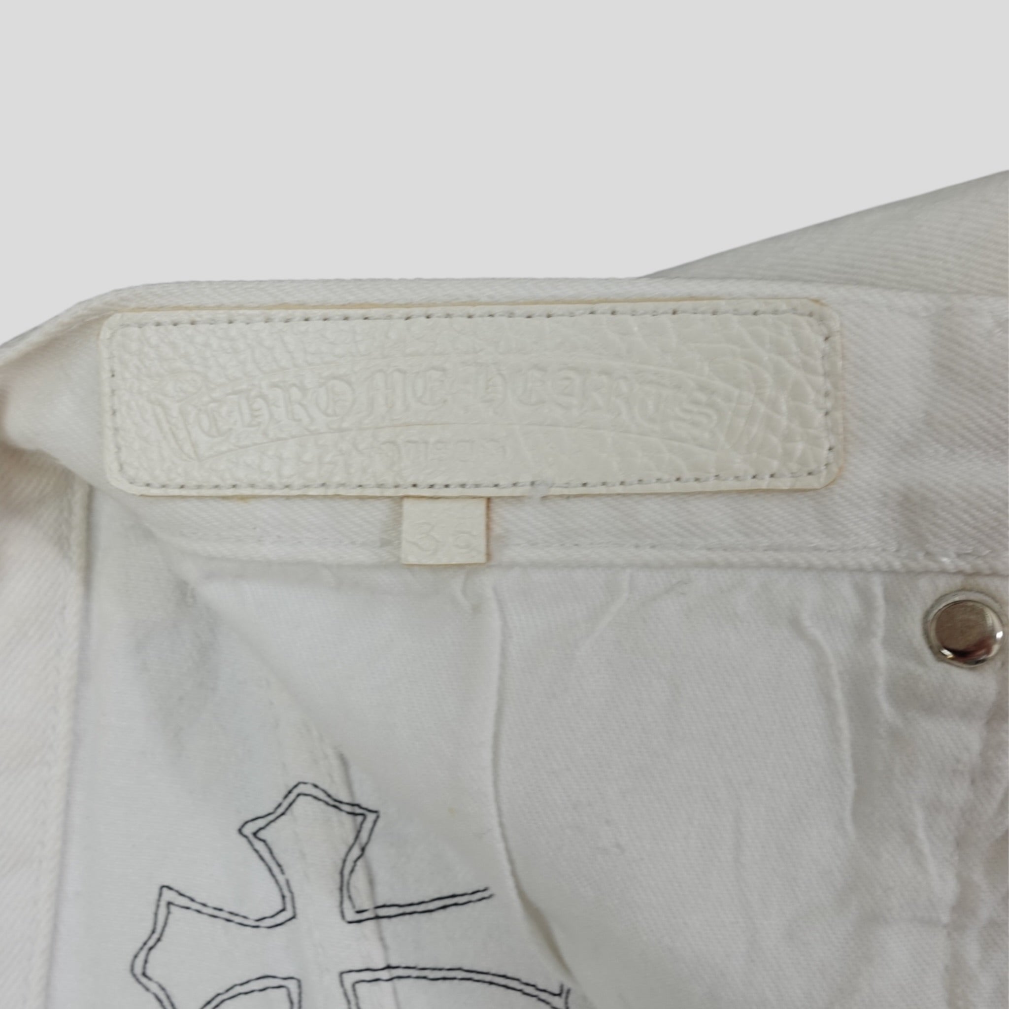 Jean Chrome Hearts Levis Cross Patch Blanc / Léopard