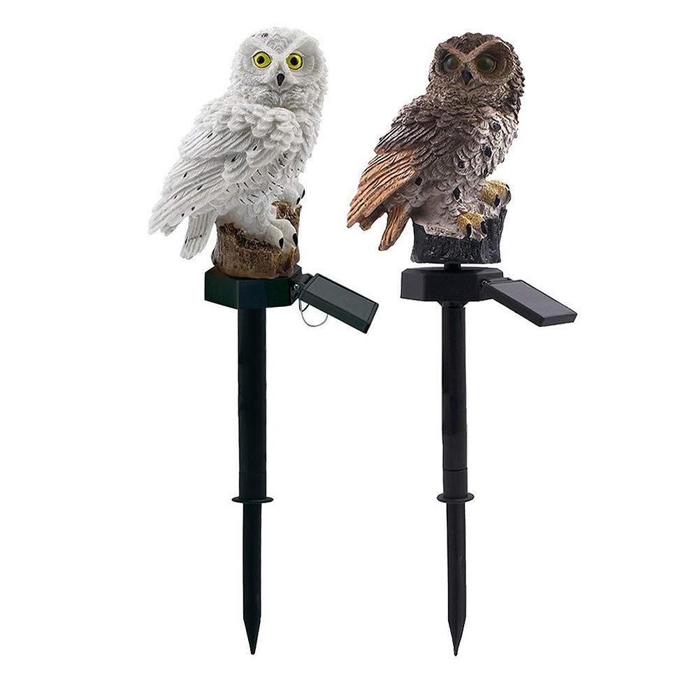Lampe solaire LED étanche de qualité supérieure pour jardin et cour, en forme de hibou, avec support et base solaire, décoration de luxe pour allée.