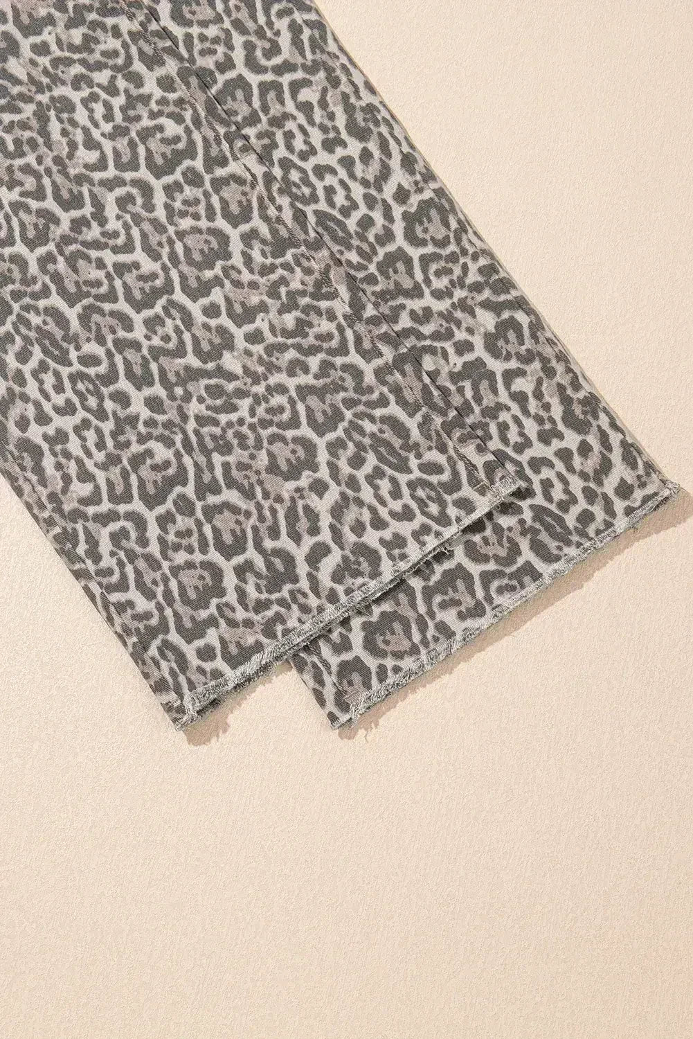 Jean Léopard Marron Taille Haute Ourlet Effiloché