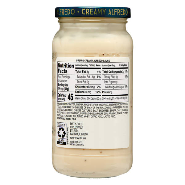 Sauce crémeuse Alfredo Priano, 425 g