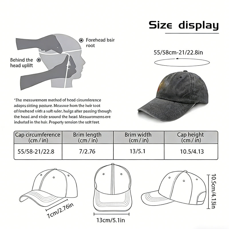 Casquette de baseball vintage brodée édition limitée 1955 – Chapeau rétro délavé et vieilli