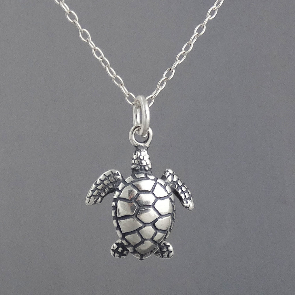 Sterling Silver Sea Turtle Necklace – Beachy Handmade Gift