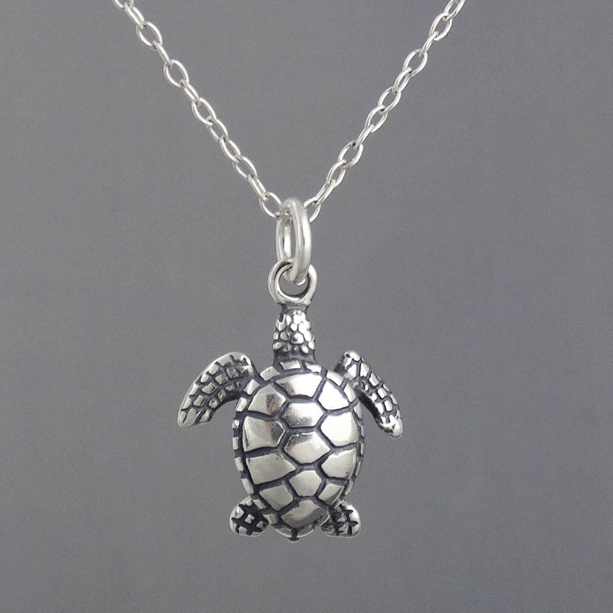 Sterling Silver Sea Turtle Necklace – Beachy Handmade Gift