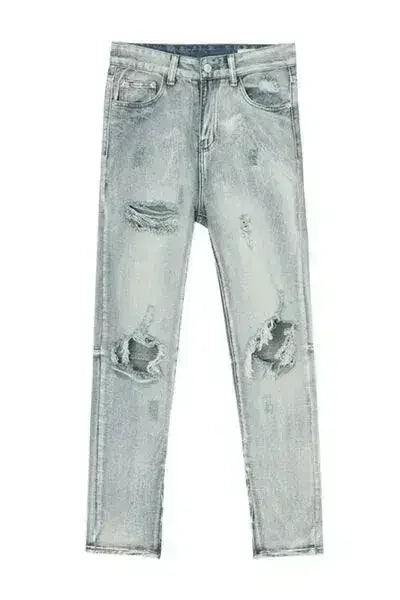 Jean usé avec poches et zip latéral