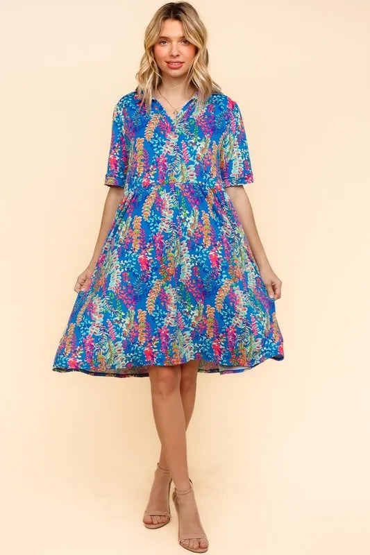 Robe Babydoll à Col Johnny avec Poches Latérales – Robe Babydoll, Robe à Col Johnny, Robe à Poches, Robe Boutonnée, Robe Coupe Ample