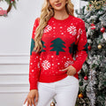 Pull en maille jacquard motif sapin de Noël pour femme