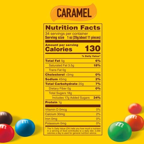 M&M's Caramel Chocolat au Lait, Lot de Bonbons en Vrac, Taille Fête, Sachet de 963 g