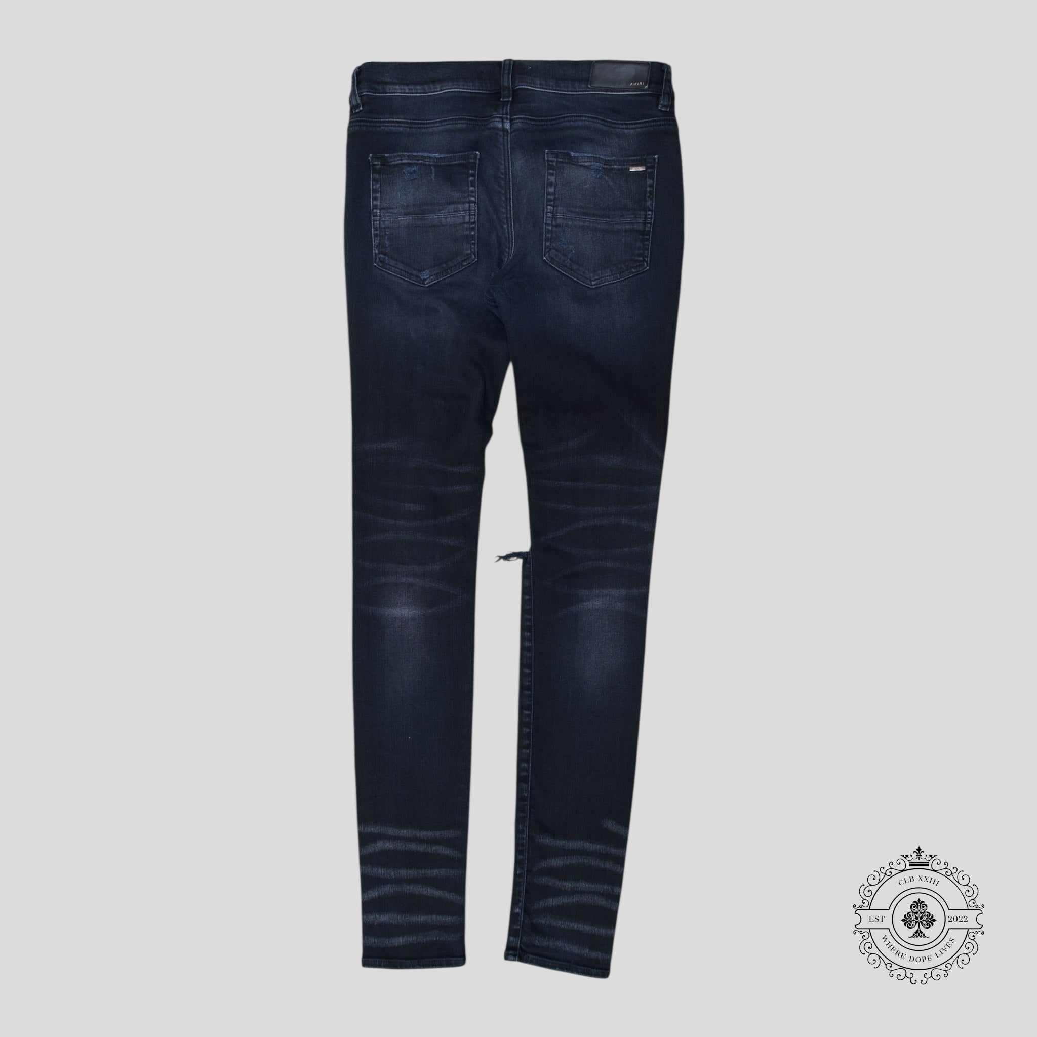 Jean Amiri MX1 Thrashed en denim noir vieilli